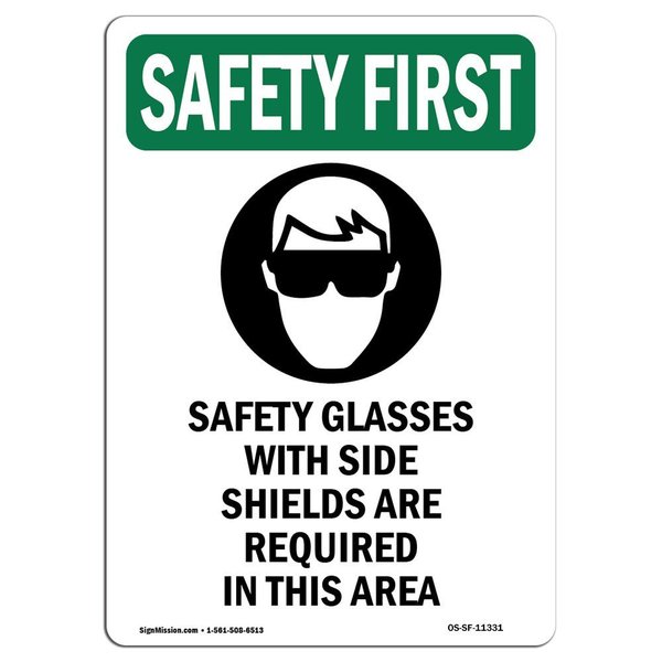 Signmission OSHA Sign, Glasses W/ W/ Symbol, 14in X 10in Aluminum